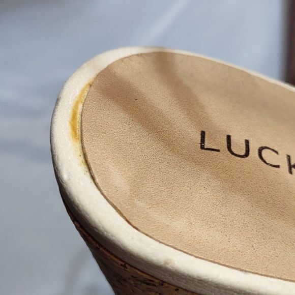 Lucky‎ Brand Raziah Cork Wedges Cream Crochet -Never Worn- Sz 8.5M/ - Picture 11 of 13